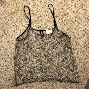 Black and cream lace tank
